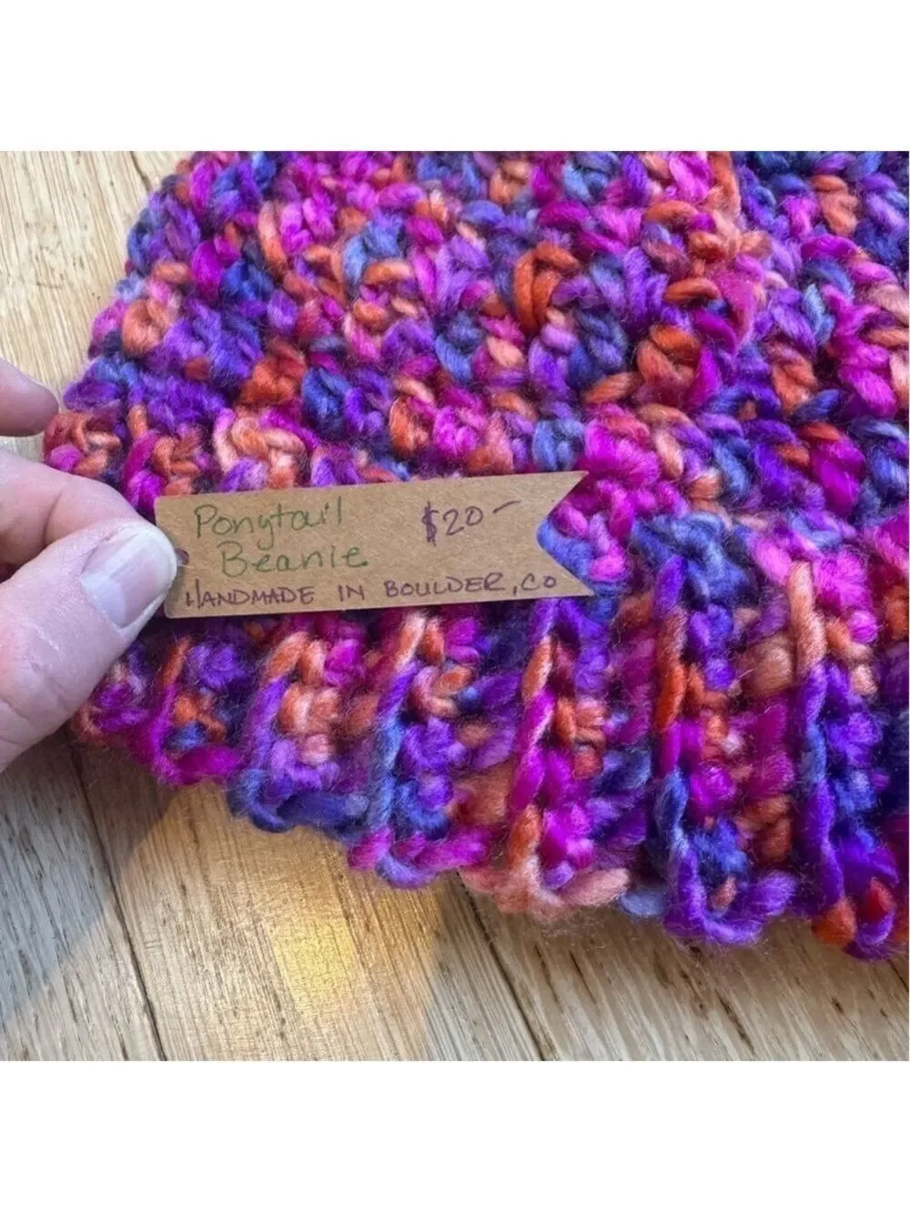 *NWT* HANDMADE Crochet Beanie with Ponytail Hole